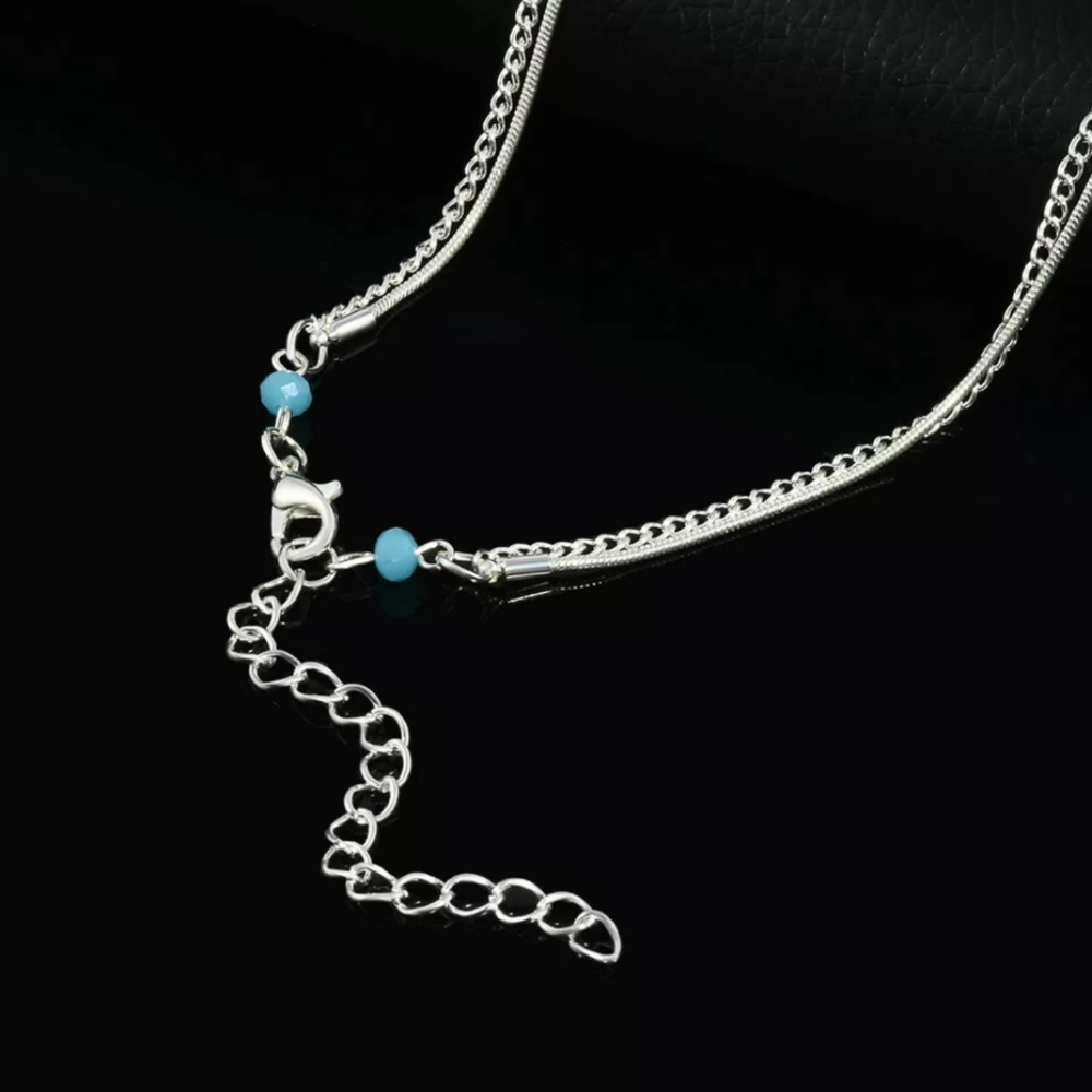 Four strand ankle bracelet with turquoise beads - Picture 8 of 9